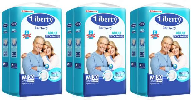Liberty Eco Pants, (61-115 Cms | 24-45Inches) (20 pcs X 3 pack) Adult Diapers - M