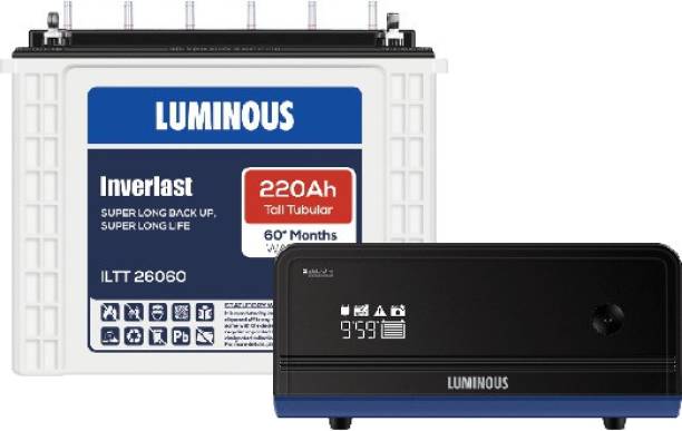 LUMINOUS Zelio+1100 V2 Pure Sine Wave Inverter with ILTT 26060 220Ah Tall Tubular Inverter Battery