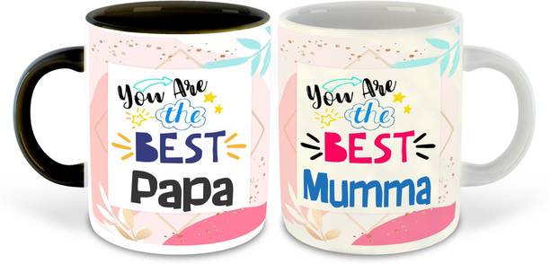 whats your kick Papa and Mummy Inspired Black & White Inner Colour Set of 2 Coffee- Mom Dad, Mothers day, Fathers Day, Couple, Happy Birthday, Relation, Unique Gifts (Papa & Mummy) Ceramic Coffee Mug