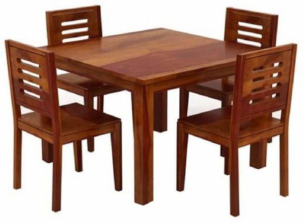 CHITRA FURNITURE Solid Wood / Sheesham Wood Four Seater Dining Set For Dining Room / Restaurant| Solid Wood 4 Seater Dining Set