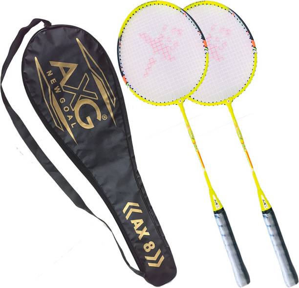 AXG NEW GOAL Unstoppable Badminton Racquets Set of 2 Yellow Strung Badminton Racquet
