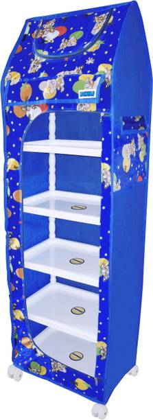 LOOKNSNAP Baby 6 Shelve Unbreakable Material PVC Collapsible Wardrobe