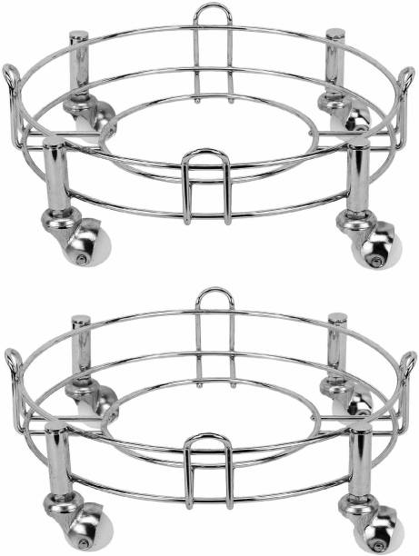 Taxton Heavy Stainless Steel Gas Cylinder Trolley With Wheel (Pack of 2)| Gas Trolly | Lpg Cylinder Stand | Gas Trolly Wheel |Cylinder Trolley with Wheels | Gas Cylinder Trolley