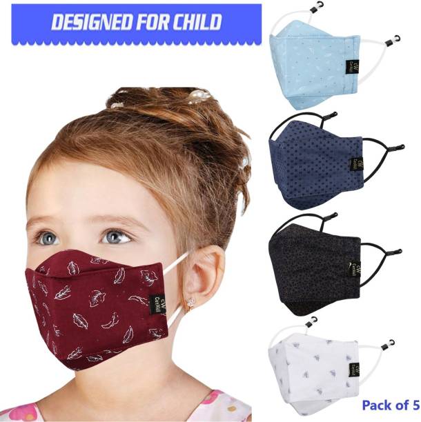 CENWELL 5 Pc 3D Cotton Kids Face Mask Reusable Fabric N95 for boys children girls 3-KD-3 Cloth Mask
