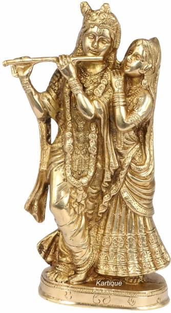 vrindavan shopi Radha Krishna Couple Idol God of Love for Home Warming Decor 1900gms Decorative Showpiece  -  23 cm