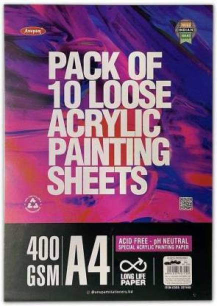 anupam Professional Acrylic Painting Sheets A4 Acid Free Paper for Artists Students -400 GSM 10 Sheet 30 cm Acrylic Sheet