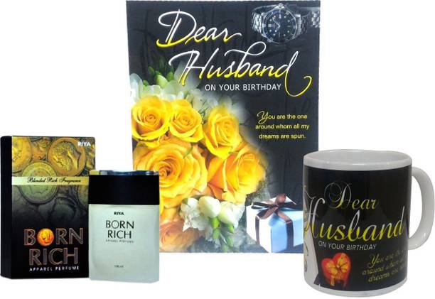 Saugat Traders Birthday Gift Combo For Husband - Birthday Greeting Card, Perfume & Printed Birthday Coffee Mug