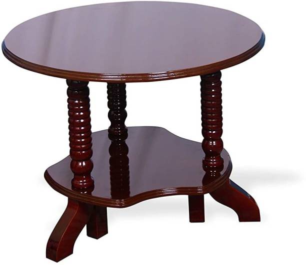 MONO FURN Wooden Round Coffee table - Tea poy - Polished Finish Engineered Wood Coffee Table