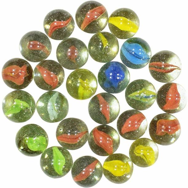 H B MSALA Imported Glass Marble Kanche for Decoration & Kids Playing, Kanche/Goli Glass Marbles (Marble kanche) Pack of 85