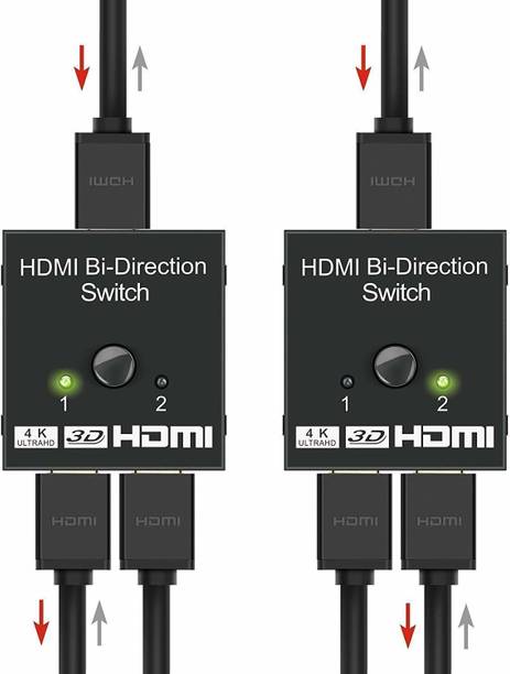 GIPTIP 2.0 Bi-Directional HDMI Switch 3D - 2 Port HDMI Switch 2 in 1 Out or 1 in 2 Out Splitter Supports 1080p 2k 4k Full HD Support Manual Button Media Streaming Device