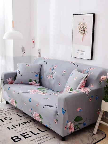 HOUSE OF QUIRK Polyester 2 Seater Sofa Floral Cover