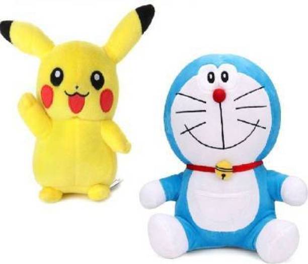 KPN Soft Lovable Hugable Combo Doremon and Pikachu Teddy Bear For Kids Toys Bithday Gift - 30 cm (Multicolor) - 30 cm