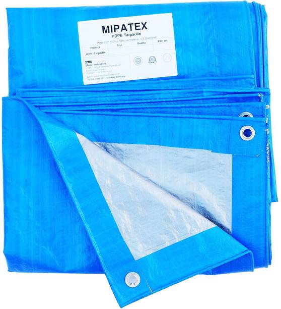Mipatex Tarpaulin Sheet Waterproof Heavy Duty 12ft x 18ft, 150 GSM Plastic Cover Tent - For Multipurpose Plastic Cover for Truck, Roof, Rain, Outdoor or Sun, Poly Tarp with Aluminium Eyelets every (Blue & Silver)