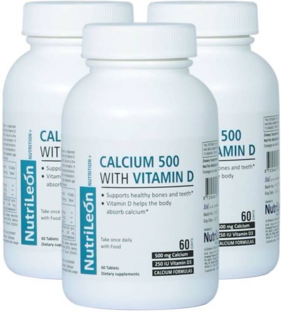 NutriLeon Calcium Vitamin D3 Supplement Natural Mineral 180 Tablets