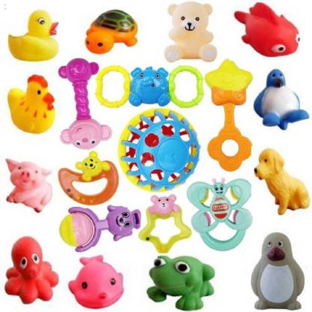 Zooglu 20 Pcs New Born Baby bath toys, Non-Toxic 100% Safe Toys Bath Toy Rattle