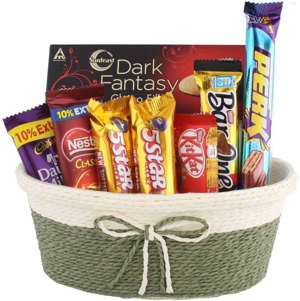 Cadbury Chocolate Gift Hamper with Beautiful Basket| Chocolate Gift for Rakhi, Diwa Assorted Gift Box