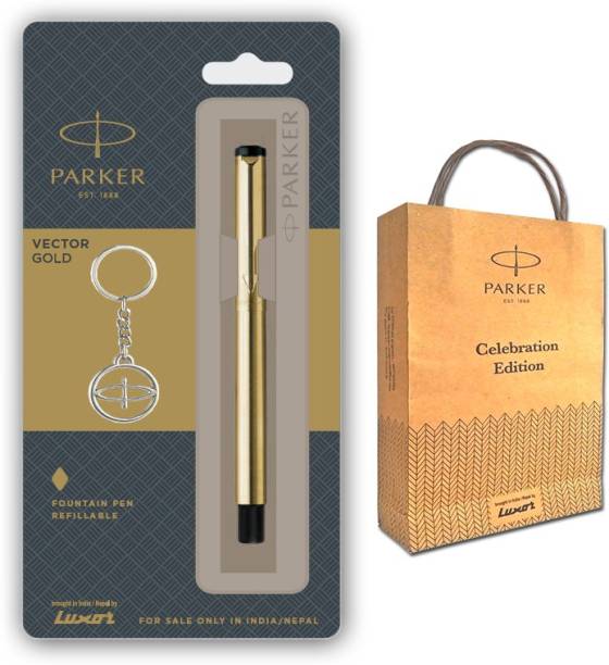 PARKER Gold Fountain Pen With Bag Ball Pen