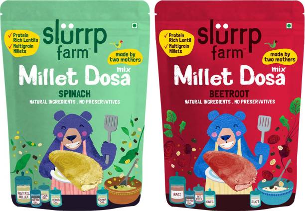 Slurrp Farm Millet Dosa Mix- Spinach and Beetroot, No Preservative, High Protein 300 g