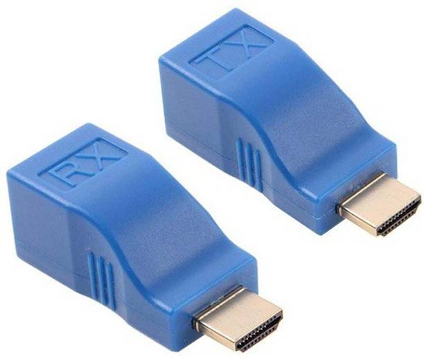 TECHON  TV-out Cable 30m HDMI Network Extender Transmitter and Receiver Adapter (Compatible with PS3, HDTV, Set Top Box, Computer, Blue, One Cable)