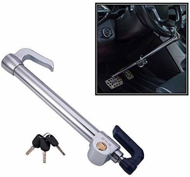 AutoBizarre Anti-Theft Heavy Duty Double Protection Car Steering Wheel Lock with Clutch Pedal/Brake Pedal Lock for All Cars Gear Lock