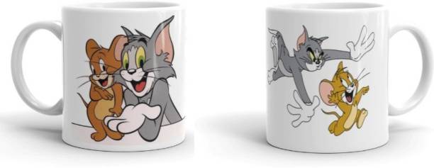 ADRON Tom And Jerry Printed White Coffe Ceramic Coffee Mug