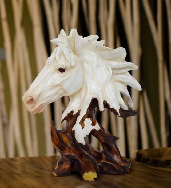 TIED RIBBONS Horse Head Statue Showpiece Figurine for Home Living Room Office Table Top Decorative Showpiece  -  25 cm