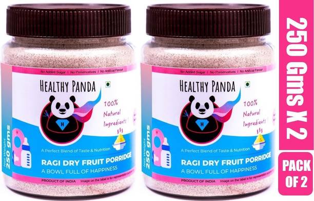 HEALTHY PANDA Organic Sprouted Ragi Dry fruit Porridge / Sprouted Ragi Porridge / Natural Baby foo / Sprouted Finger Millet Porridge, 250 Grams, Pack of 2 Cereal