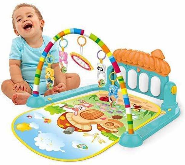 Navmi Girl's and Boy's Multicolour Baby Gym for Kick and Play with Musical Light, Hanging Toys and Mat, Activity Bed (3-6 Months) (Multicolor)