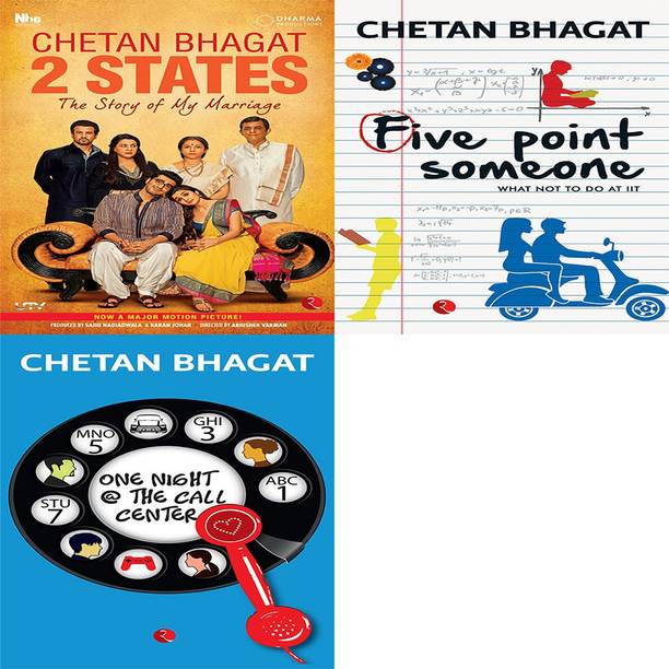 One Night @ The Call Centre + Five Point Someone ; What Not To Do At IIT + 2 States The Story Of My Marriage (Set Of 3 Books)