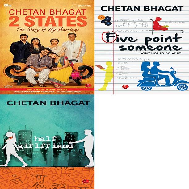 Half Girlfriend + Five Point Someone ; What Not To Do At IIT + 2 States The Story Of My Marriage (Set Of 3 Books)
