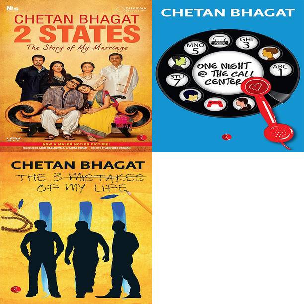 The 3 Mistakes Of My Life + One Night @ The Call Centre + 2 States The Story Of My Marriage (Set Of 3 Books)