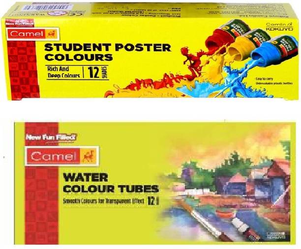 Camlin Set of 12 shade Poster Colours with 12 Shade Water Colour Tube