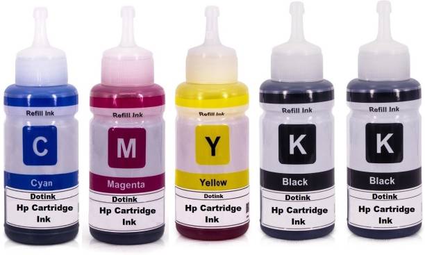 Refill Ink HP Cartridge Dye Ink Compatible for HP 678, 802, 901, 818, 21, 22, 27, 46, 56, 57, 680, 703, 704, 803, 818, 900, 1050, 1515, 2000, 2050, 2131, 2515 & 5085 Inkjet Printer (5*70 ml) Black + Tri Color Combo Pack Ink Bottle