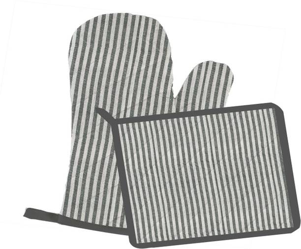 Cotonex Grey, White Cotton Kitchen Linen Set