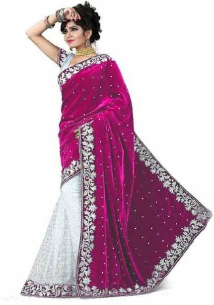 Embroidered Bollywood Velvet Saree Price in India
