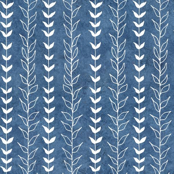 DWELLSINDIA Floral & Botanical Blue Wallpaper