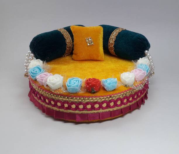 R D Handicraft Thakur ji Singhasan, Laddu Gopal ji Singhasan, Bal Gopal ji Singhasan Usable 4 to 7 no Laddu Gopal ji Silk All Purpose Chowki