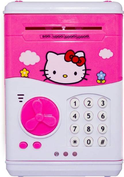 VSHINE ATM for kids Anti theft Money Safe Kitty ATM Smart Electronic Lock Piggy Bank , Coin/Note Safe Pink Coin Bank