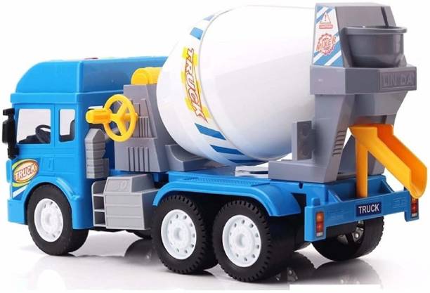 GREAT WORK Friction Powered cement mixer toy Construction Unbreakable Plastic jcb Truck with Light & Sound Engineering Car Toys Large Concrete Mixer Model for Kids Toy Gift
