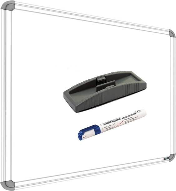SRIRATNA Non Magnetic Non Magnetic 1.5 X 2 feet Glossy White Board, One Side White Board Marker and Reverse Side Green Chalk Board Surface Whiteboard with 1 Duster And 1 Marker, Whiteboards and Duster Combos