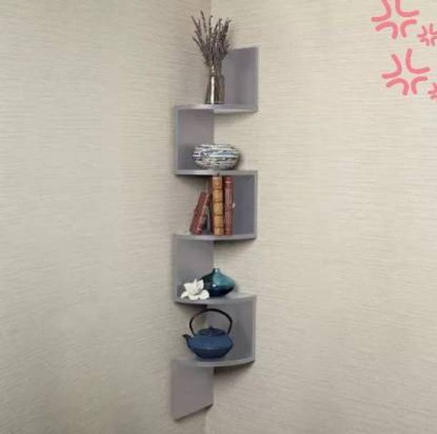 classiconline Wall Mount Corner 5 Tier Engineered Wood Display Unit