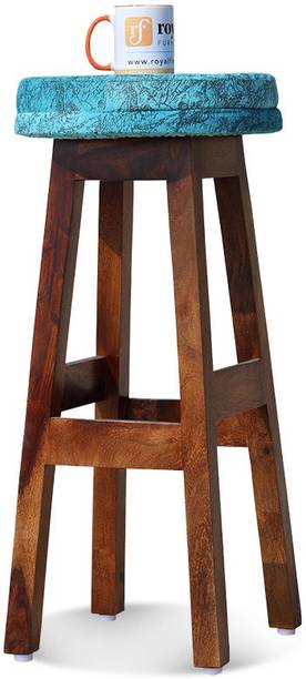 ROYAL FINISH Round Bar Stool With Cushions,Solid Construction,Ready to Use,1-yaer warrenty Solid Wood Bar Stool