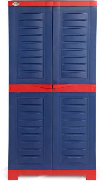 Supreme Fusion-02, Plastic Cabinet Cupboard For Storage--Red-Blue Plastic Almirah