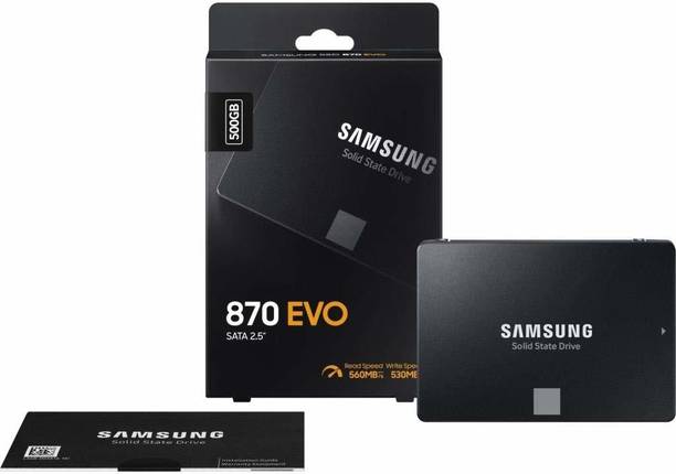 Samsung 870 Evo 500 GB Laptop, Desktop Black SATA III Internal Solid State Drive (SSD) (MZ-77E500 Sata)