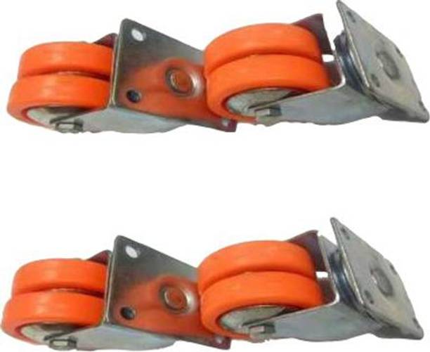 H HADDU 50 MM DOUBLE WHEEL PUFF CASTOR Swivel Furniture Caster (Pack of4) Swivel Furniture Caster