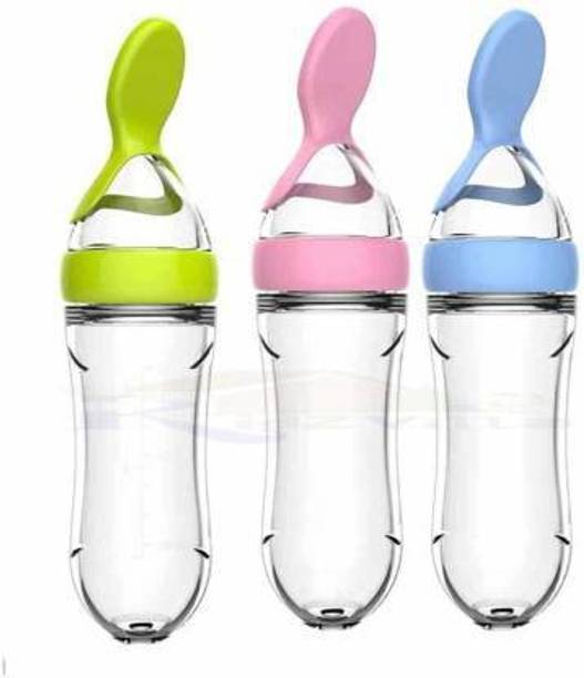 Vadhavan 90ML Newborn Baby FeedingGraysee Bottle Toddler Safe Silicone Squeeze Feeding Spoon Milk Serial Bottle Baby Training Feeder - 90 ml (Assorted) Feeder