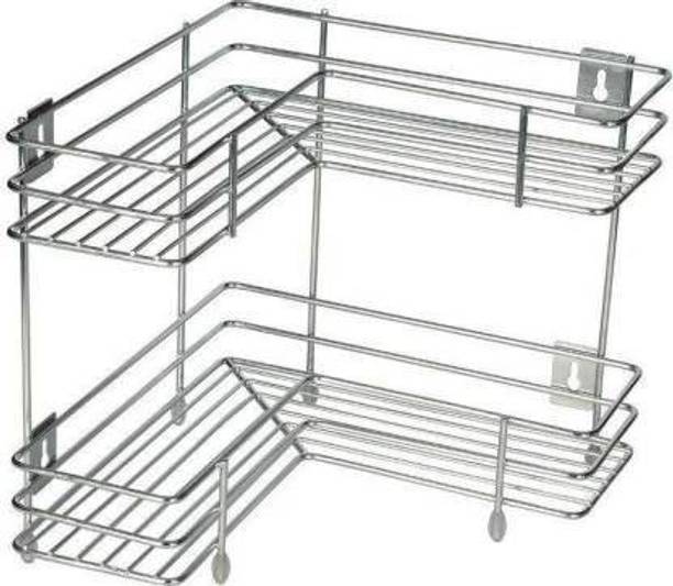 PRAGATI SALES Containers Kitchen Rack Steel 2 Layer L-Shape kitchen And Bathroom Rack Steel
