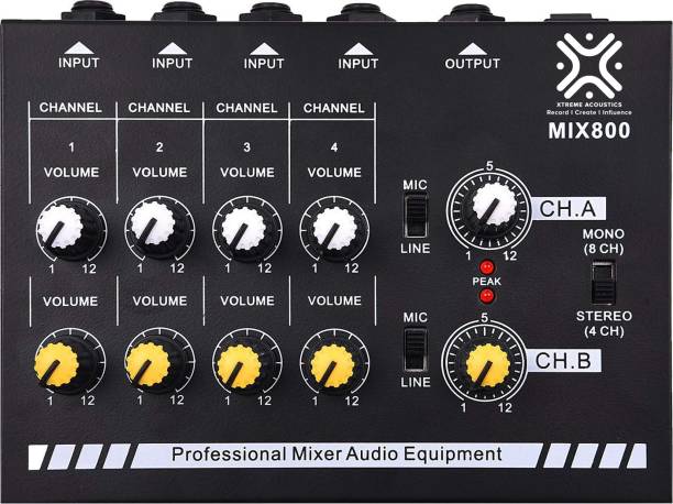Xtreme Acoustics MX800, Ultra Low Noise 8-Channel Line Mixer Analog Sound Mixer