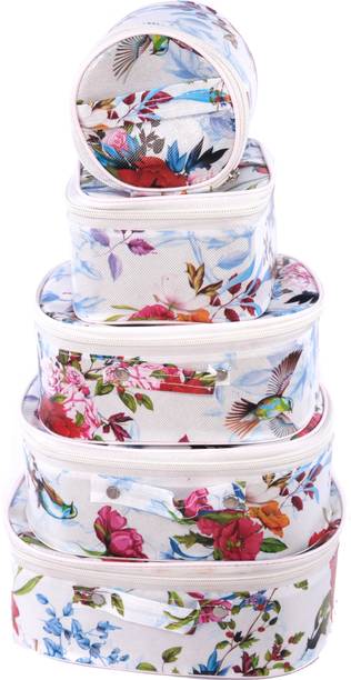 Meher Rose Printed Set of 5 Pcs Toiletry Shaving Makeup Bindi Bangle Socks Hanky Storage storage organizer Vanity Box (Multicolor) Cosmetic Box, Vanity Box