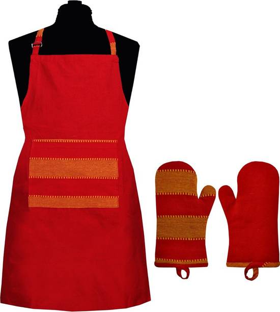 New Ladies Zone Red Cotton Kitchen Linen Set
